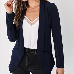 Lulus Miss Punctuality Navy Blue Lightweight Blazer!
